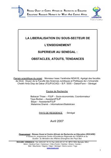 LA LIBERALISATION DU SOUS-SECTEUR DE L'ENSEIGNEMENT ...