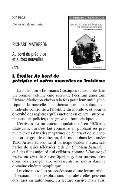 RICHARD MATHESON Au bord du précipice et autres nouvelles