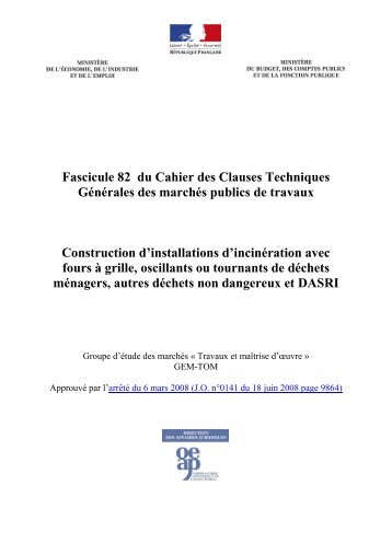 Fascicule 82 du Cahier des Clauses Techniques ... - economie.gouv