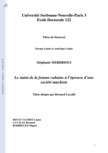 Le statut de la femme cubaine à l'épreuve d'une société machiste
