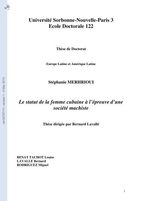 Le statut de la femme cubaine à l'épreuve d'une société machiste