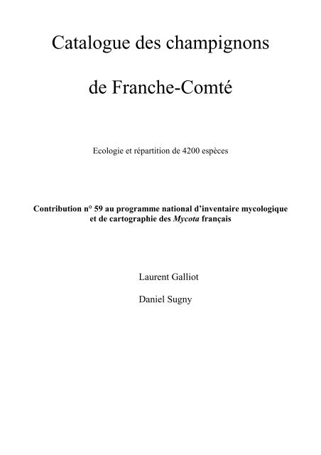 Catalogue Des Champignons De Franche Comte Societe Catalogue Des Champignons De Franche Comte Societe