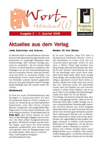 Wort-Gewand(t) 2-2008.pmd - Projekte-Verlag Cornelius
