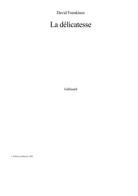 La Delicatesse Pdf