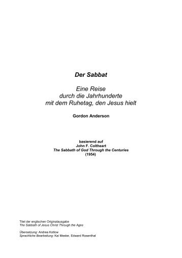Eine Reise durch die Jahrhunderte - Sabbat