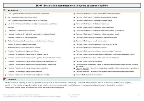 Fiche Rome - I1307 - Installation et maintenance télécoms ... - IDC NC