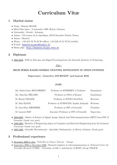 the CV in PDF format - Hussein Hijazi - Free