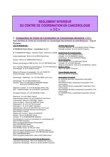reglement interieur du centre de coordination en cancerologie « 3 c