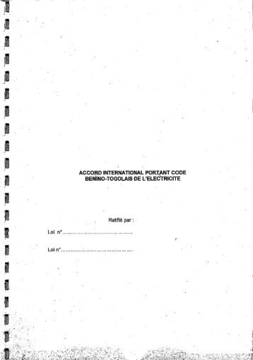 Accord International du code benino togolais pour l'électricite