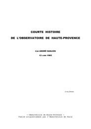Courte Histoire de l'OHP - Observatoire de Haute-Provence