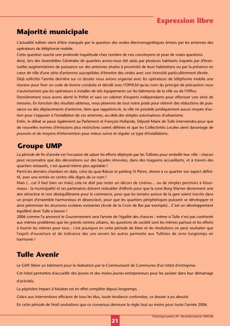 Bulletin municipal d'information - Numéro 29 ... - Ville de Tulle