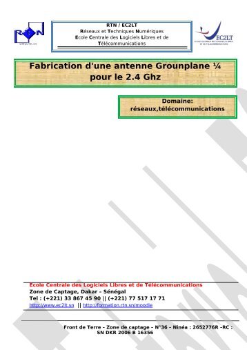 Fabrication d'une antenne Grounplane 1⁄4 pour le 2.4 Ghz - EC2LT