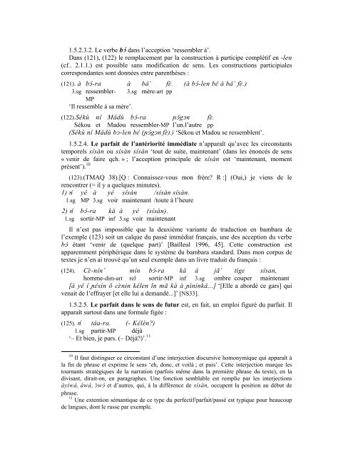 Le sémantisme des marqueurs aspecto-temporels du bambara : une ...