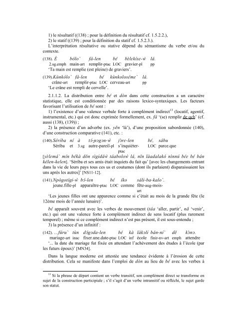 Le sémantisme des marqueurs aspecto-temporels du bambara : une ...