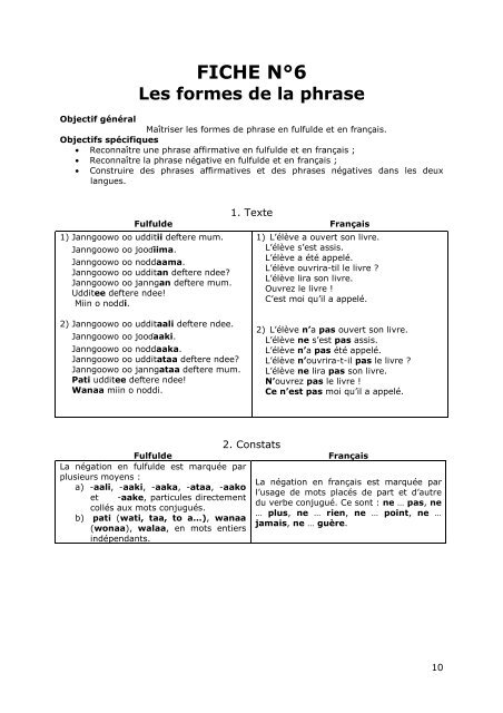 Bi-grammaire fulfulde-français - Initiative ELAN-Afrique