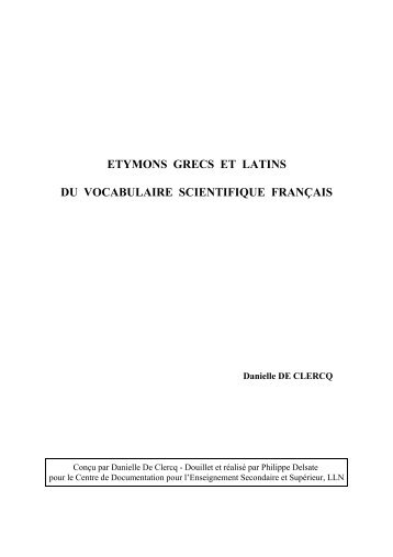 etymons grecs et latins du vocabulaire scientifique français - Pot-pourri