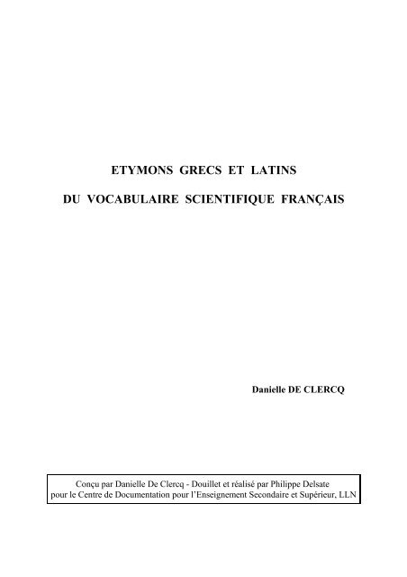 etymons grecs et latins du vocabulaire scientifique français - Pot-pourri