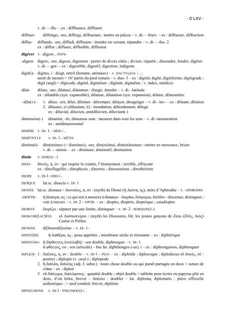 etymons grecs et latins du vocabulaire scientifique français - Pot-pourri