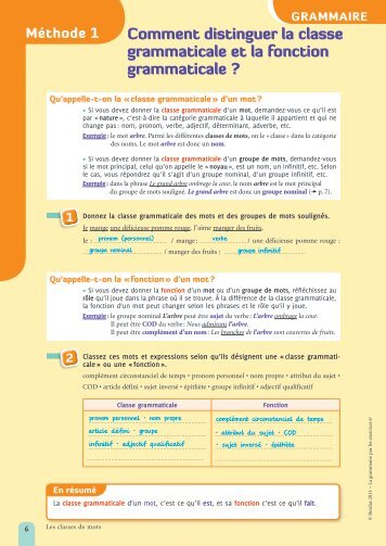 Comment distinguer la classe grammaticale et la ... - Webnode