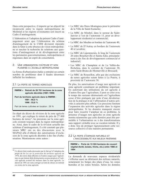 Cadre d'aménagement et orientations gouvernementales