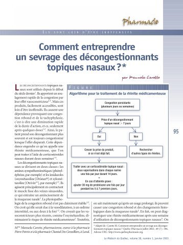 Comment entreprendre un sevrage des décongestionnants topiques ...