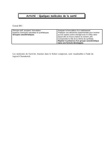 Activité : Quelques molécules de la santé