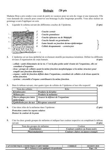 Biologie /20 pts - SBSSA