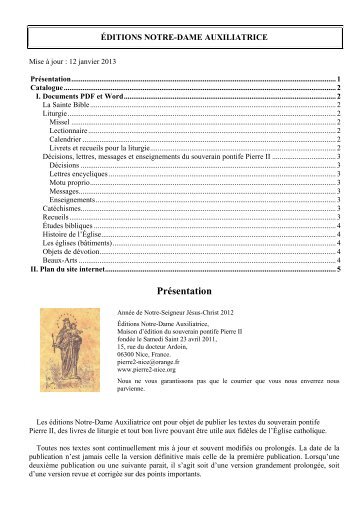 Présentation des Éditions Notre-Dame Auxiliatrice - version PDF.