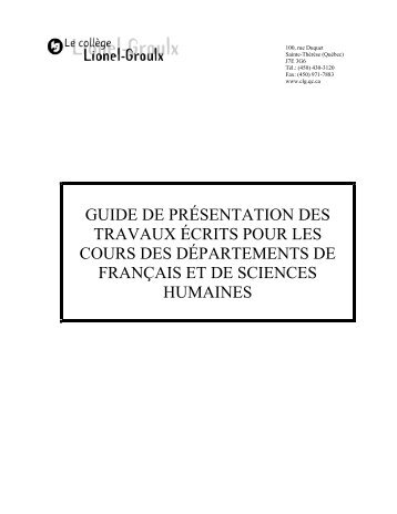 Guide de présentation - Collège Lionel-Groulx