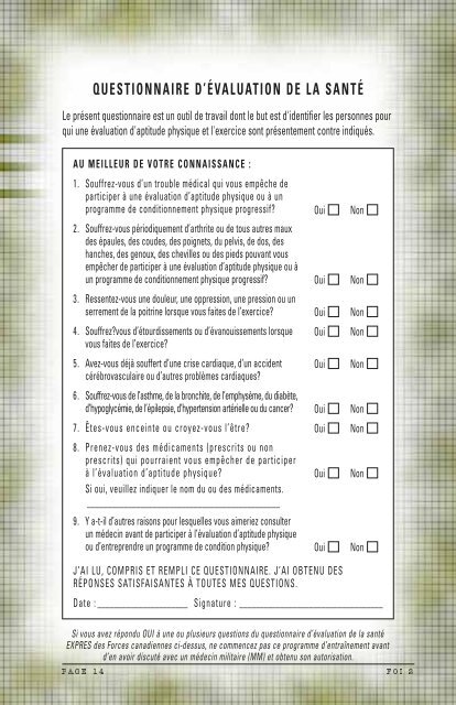 le programme de conditionnement physique de la foi 2 - Canadian ...