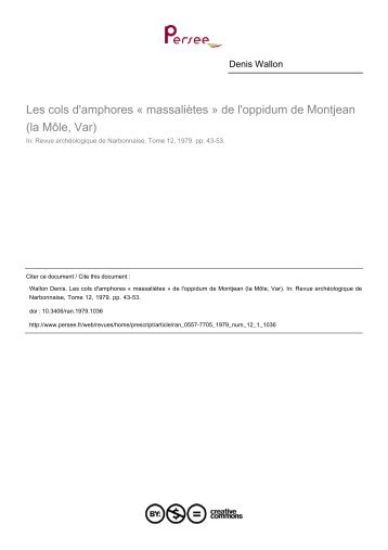 Les cols d'amphores massaliètes de l'oppidum de Monjean