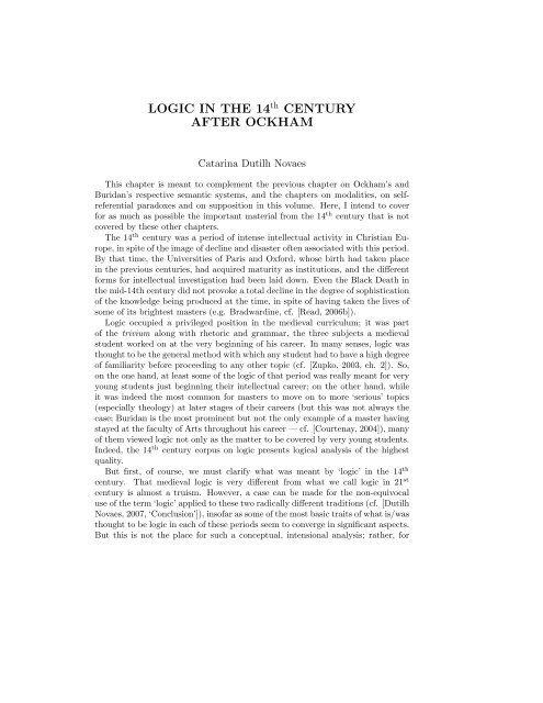 Handbook of the History of Logic: - Fordham University Faculty