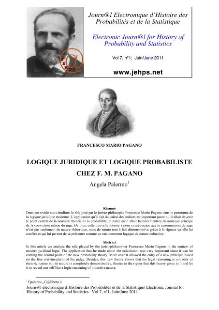 Logique juridique et logique probabiliste chez F.M.Pagano