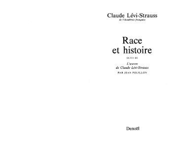 Race et histoire - LEVI-STRAUSS Claude - Anthropomada