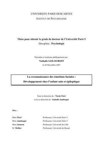 UNIVERSITE PARIS DESCARTES - Cabinet de Neuropsychologie
