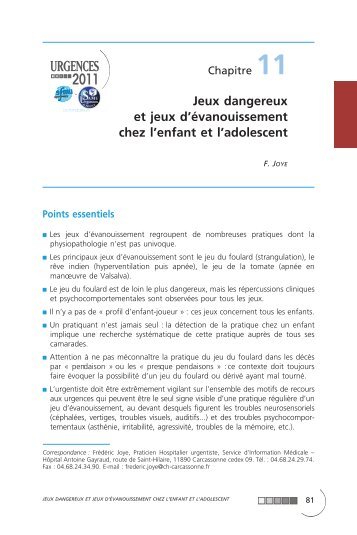 Jeux dangereux et jeux d'évanouissement chez l ... - Entrepatients