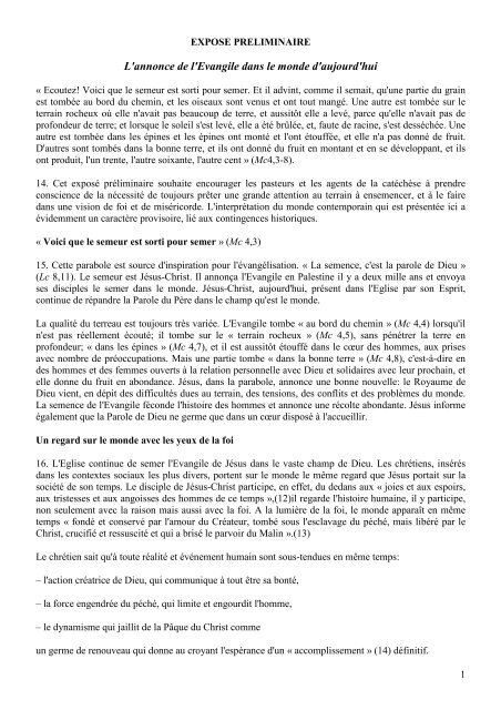 L Annonce De L Evangile Dans Le Monde D Aujourd Hui Diocese De