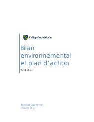 Bilan environnemental et plan d'action - Cégep Gérald-Godin