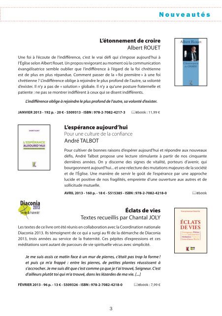 catalogue spiritualites - Editions de l'Atelier