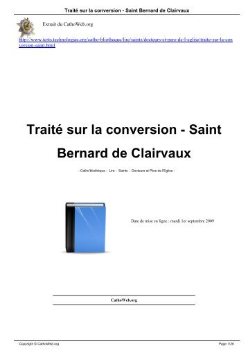 Traité sur la conversion - Saint Bernard de Clairvaux - CathoWeb.org