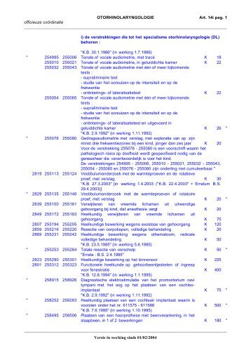 OTORHINOLARYNGOLOGIE Art. 14i pag. 1 ... - V.B.S.-G.B.S.