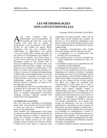 LES MÉTHODOLOGIES NON-CONVENTIONNELLES