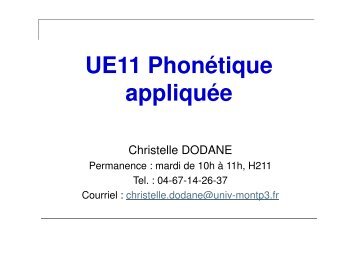 UE11 Phonétique appliquée