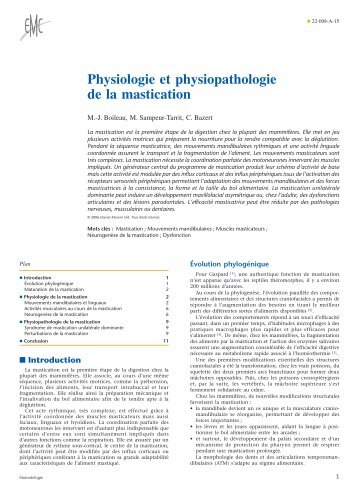 Physiologie et physiopathologie de la mastication - Belbacha Dental