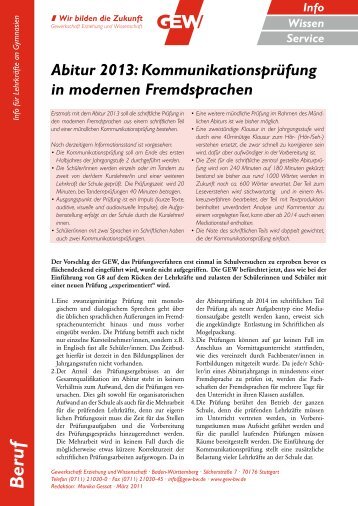 Abitur 2013: Kommunikationsprüfung in modernen ... - TeachersNews