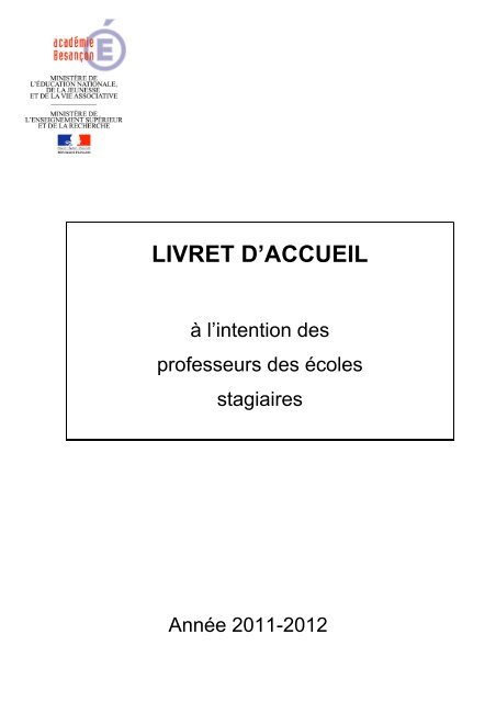 Livret Daccueil Pe Stagiaires Académie De Besançon - 