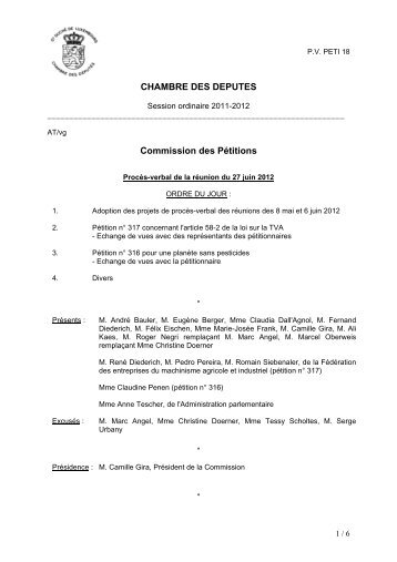 CHAMBRE DES DEPUTES Commission des Pétitions