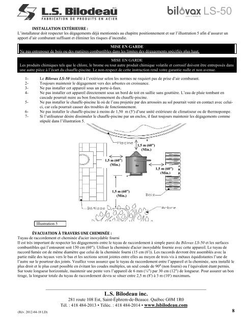 PDF manuel utilisateur chauffe-piscine Bilovax ... - L.S. Bilodeau Inc.