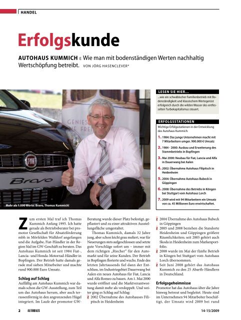 Erfolgskunde AutohAuS Kummich - promotor