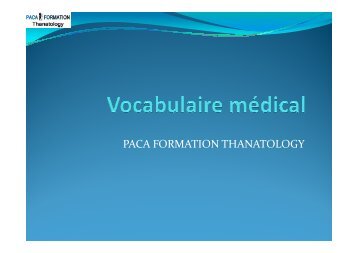 Vocabulaire médical - Paca Formation Thanatology